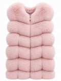 FOX VEST W SUEDE LEATHER PINK