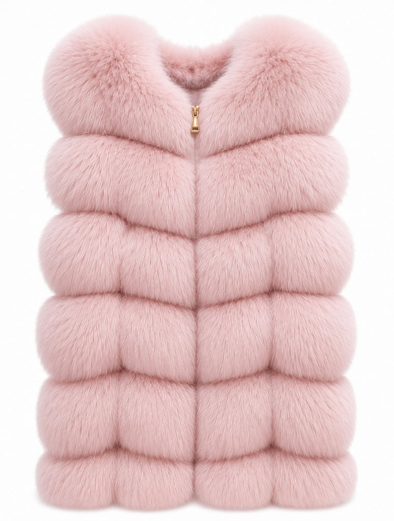 FOX VEST W SUEDE LEATHER PINK