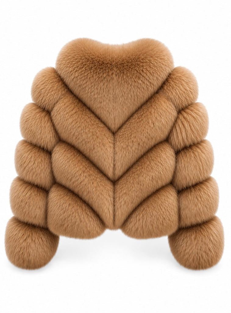 FOX FUR W SUEDE LEATHER CAMEL