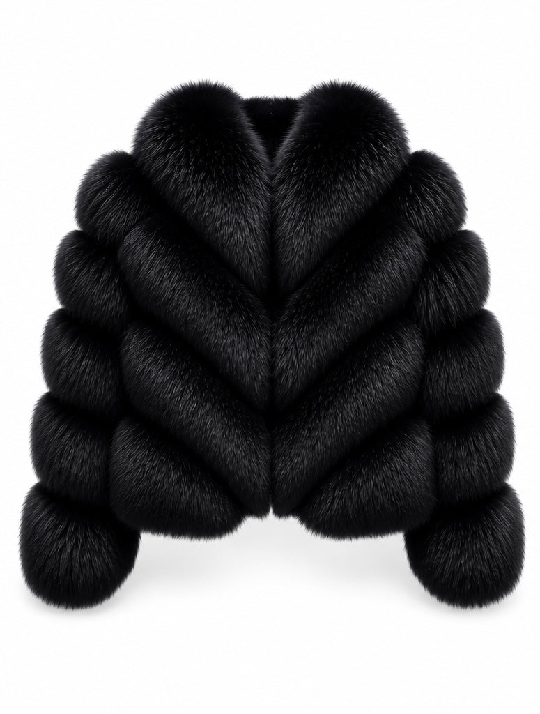 FOX FUR W SUEDE LEATHER BLACK