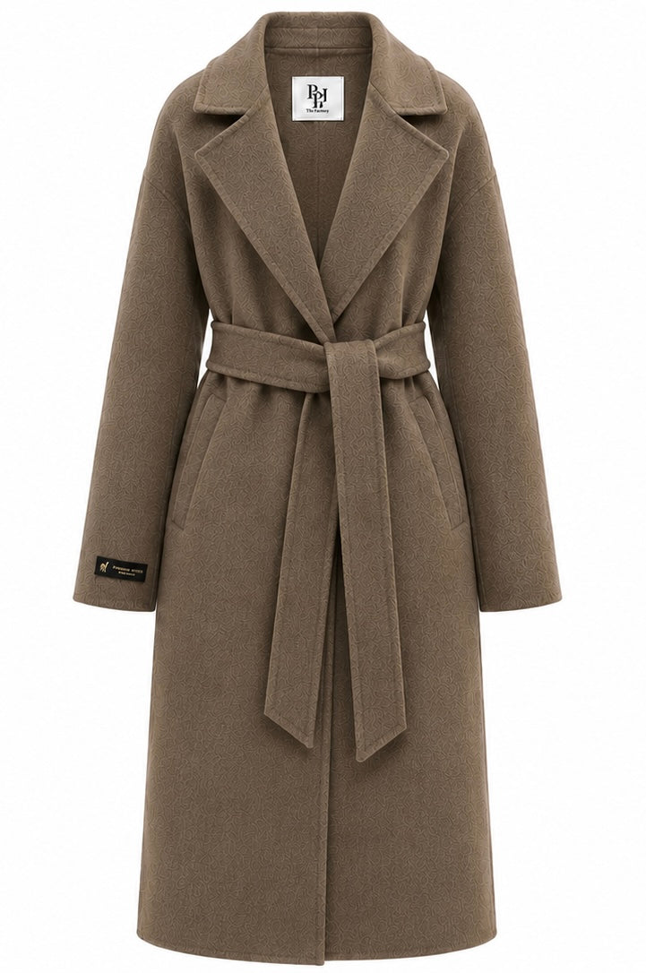 %100 CASHMERE HAND-SNITCHED COAT BROWN