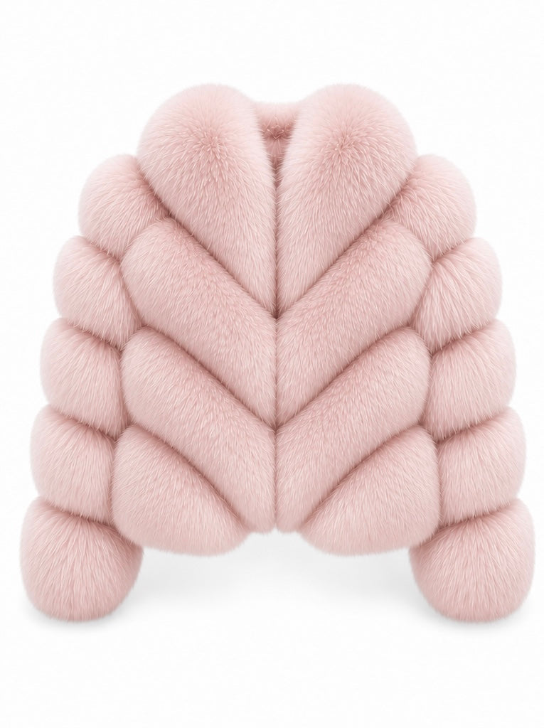FOX FUR W SUEDE LEATHER PINK