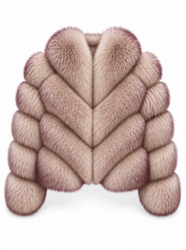 FOX FUR W SUEDE LEATHER BEIGE-BURGENDY