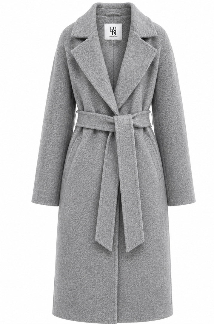 %100 CASHMERE HAND-SNITCHED COAT GREY