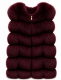 FOX VEST W SUEDE LEATHER BURGENDY