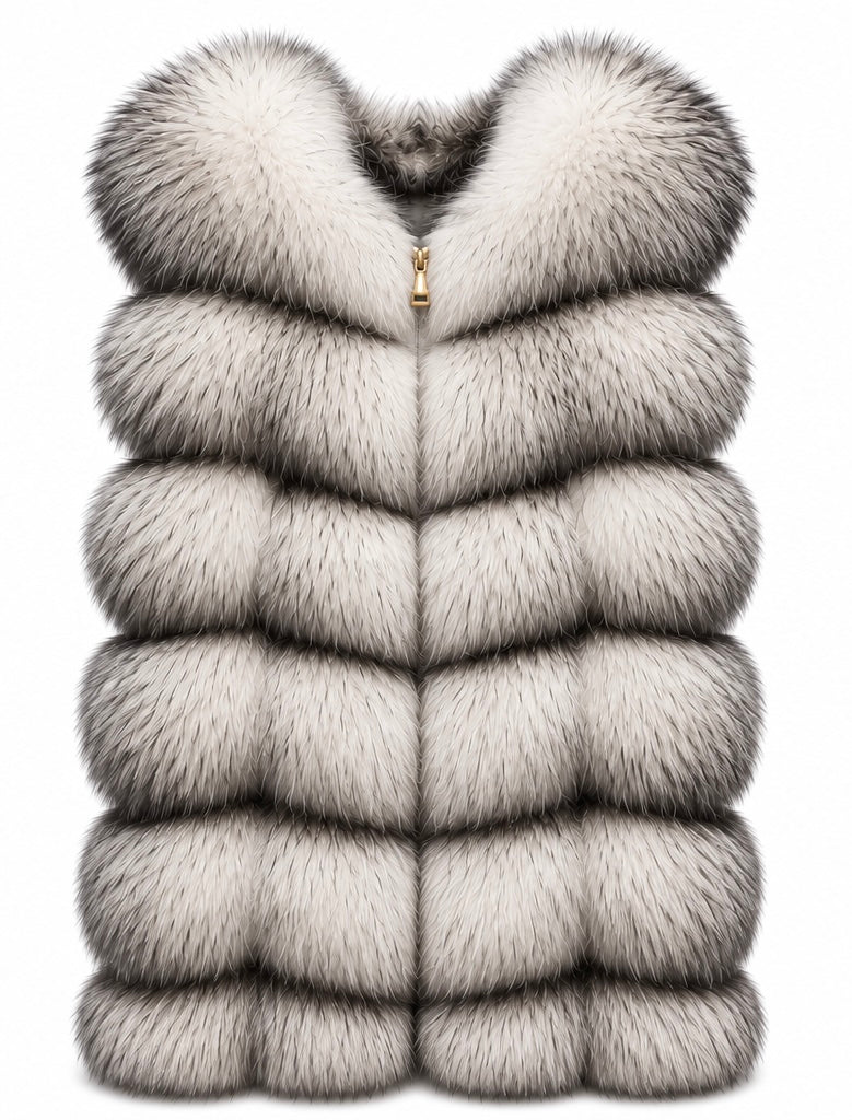 FOX VEST W SUEDE LEATHER BLACK-WHITE
