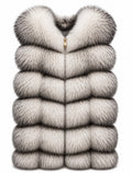 FOX VEST W SUEDE LEATHER BLACK-WHITE