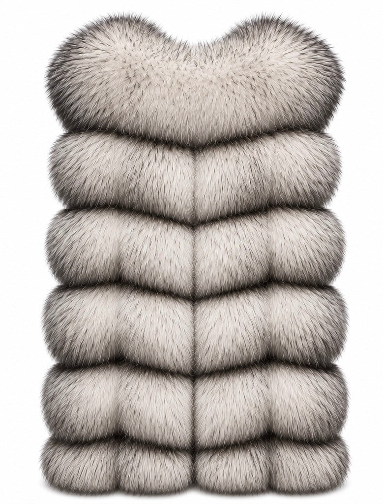 FOX VEST W SUEDE LEATHER BLACK-WHITE