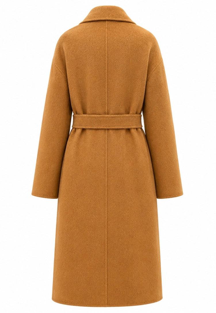 %100 CASHMERE HAND-SNITCHED COAT CAMEL