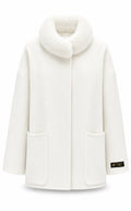 %100 CASHMERE COAT W RUBBIT WHITE