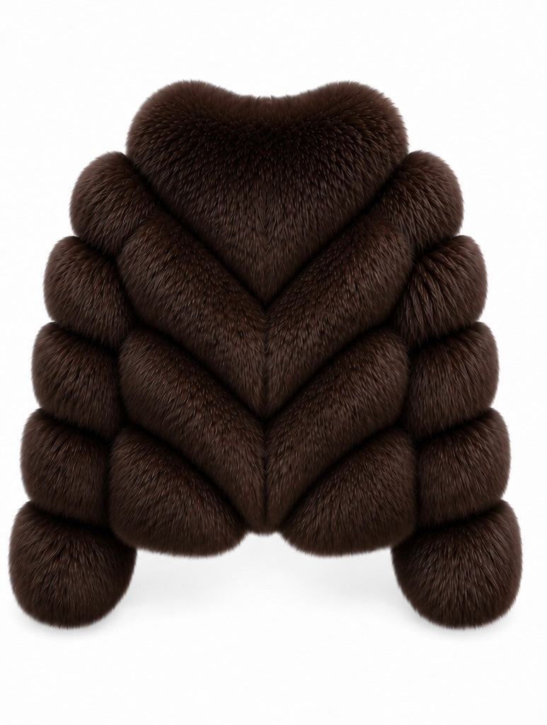 FOX FUR W SUEDE LEATHER DARK-BROWN