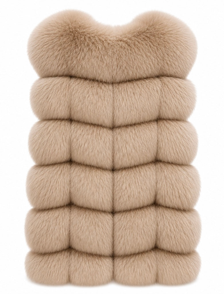 FOX VEST W SUEDE LEATHER CAMEL
