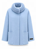 %100 CASHMERE COAT W RUBBIT BABY-BLUE
