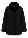 %100 CASHMERE COAT W RUBBIT BLACK