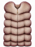 FOX VEST W SUEDE LEATHER BURGENDY-BEIGE