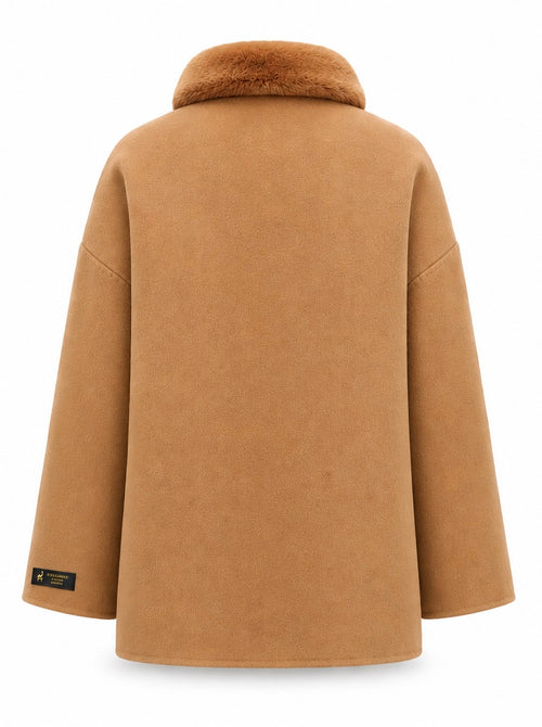 %100 CASHMERE COAT W RUBBIT CAMEL