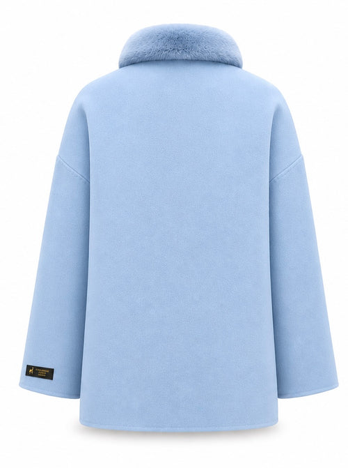 %100 CASHMERE COAT W RUBBIT BABY-BLUE