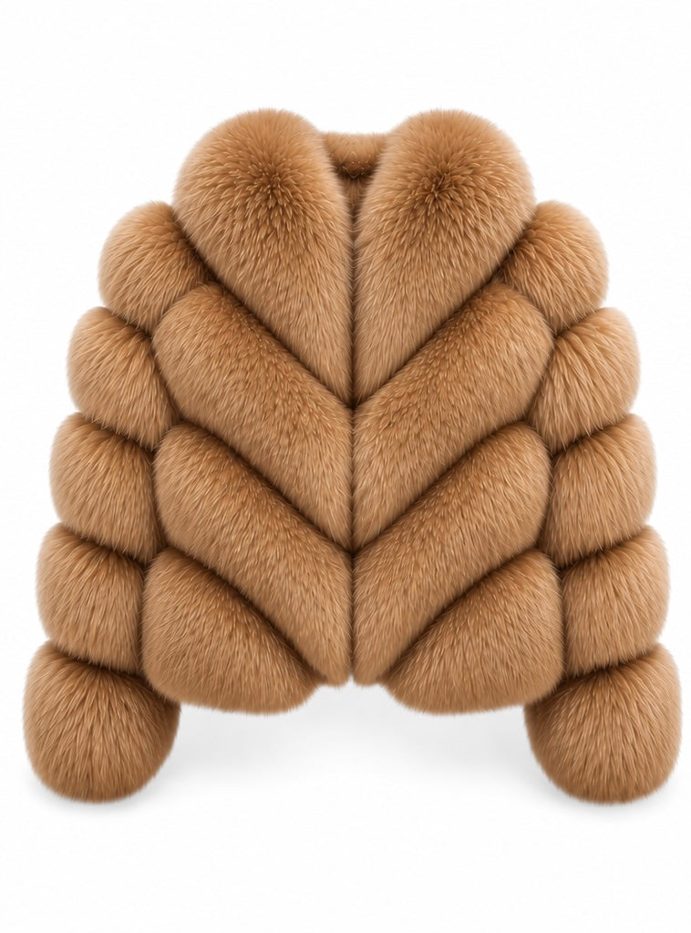 FOX FUR W SUEDE LEATHER CAMEL
