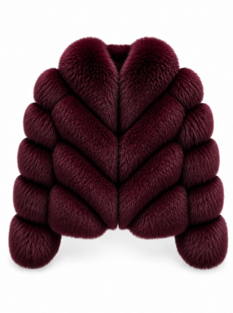 FOX FUR W SUEDE LEATHER BURGENDY