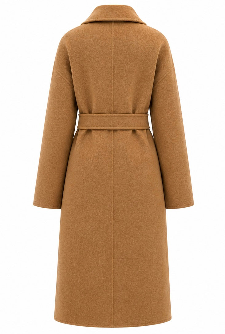 %100 CASHMERE HAND-SNITCHED COAT LIGHT-BROWN
