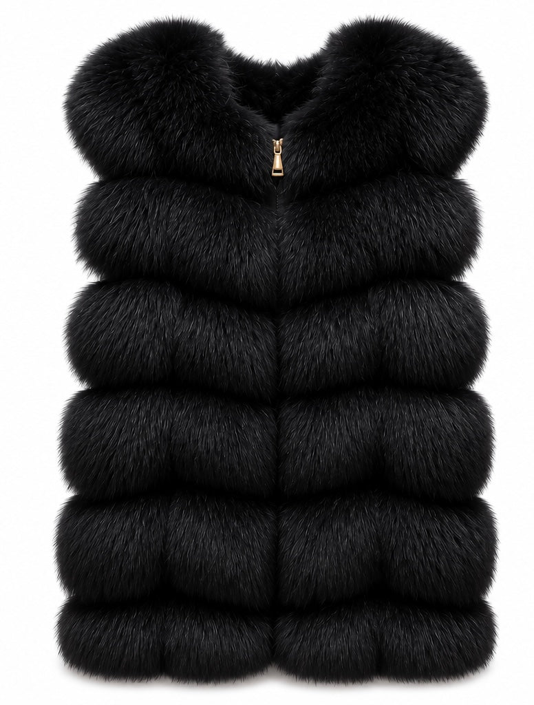 FOX VEST W SUEDE LEATHER BLACK