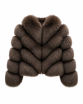 FOX FUR W SUEDE LEATHER BROWN