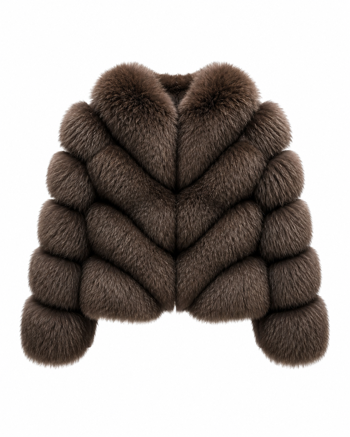 FOX FUR W SUEDE LEATHER BROWN