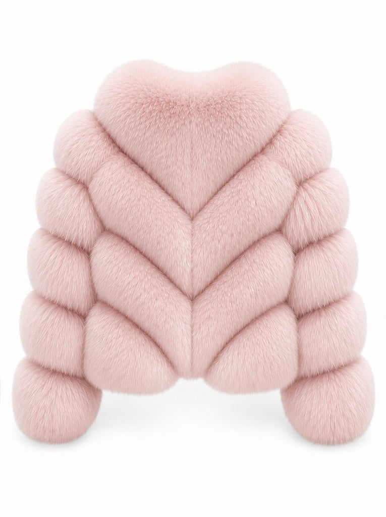 FOX FUR W SUEDE LEATHER PINK
