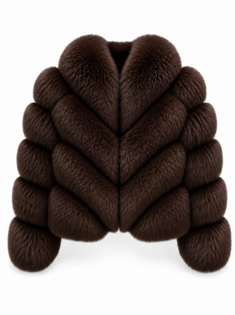 FOX FUR W SUEDE LEATHER DARK-BROWN