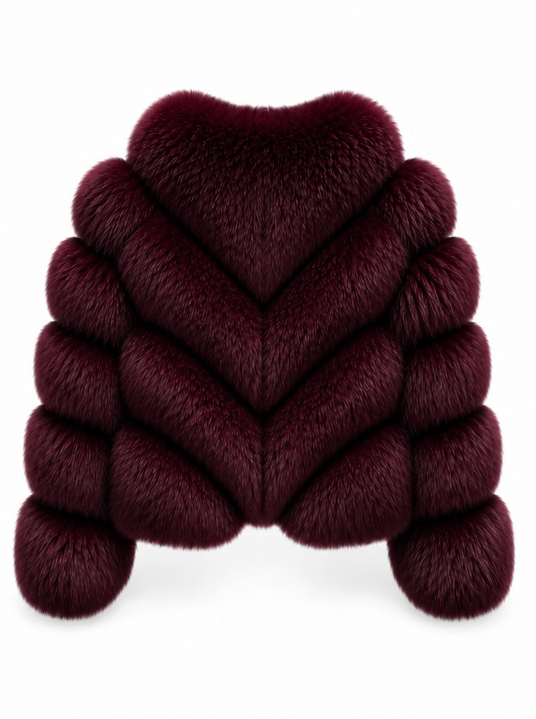FOX FUR W SUEDE LEATHER BURGENDY
