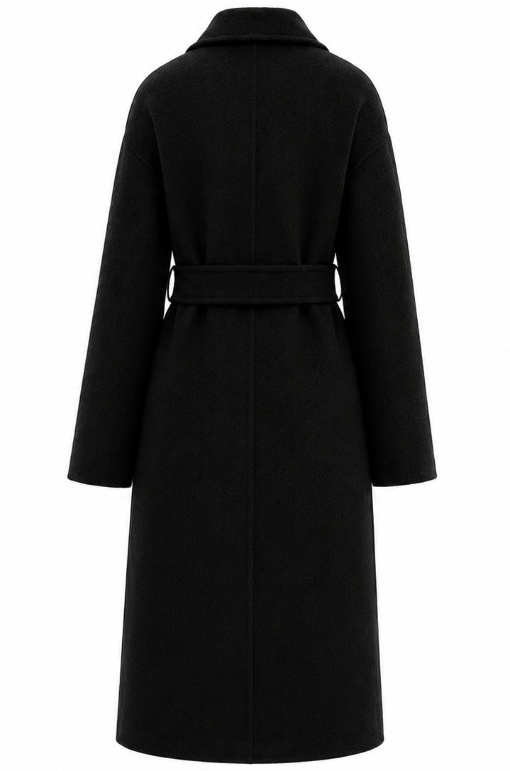 %100 CASHMERE HAND-SNITCHED COAT BLACK