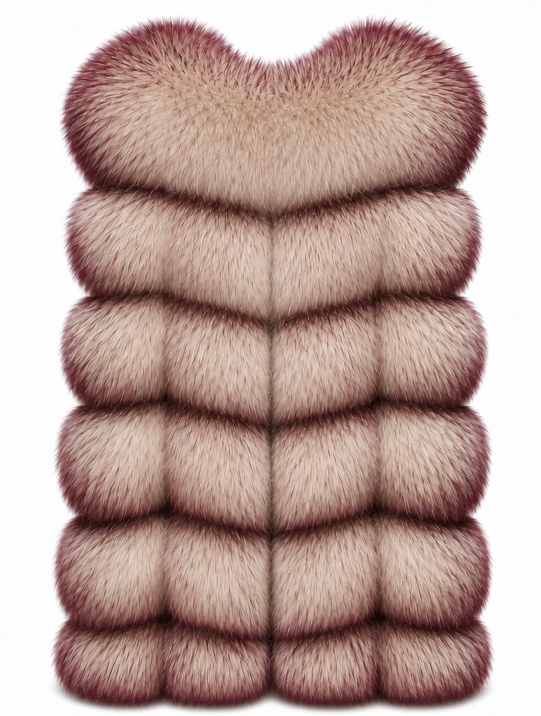 FOX VEST W SUEDE LEATHER BURGENDY-BEIGE