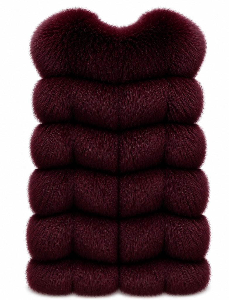 FOX VEST W SUEDE LEATHER BURGENDY