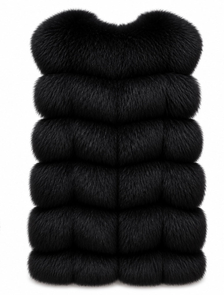 FOX VEST W SUEDE LEATHER BLACK