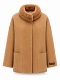%100 CASHMERE COAT W RUBBIT CAMEL