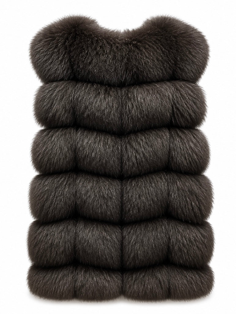 FOX VEST W SUEDE LEATHER BROWN