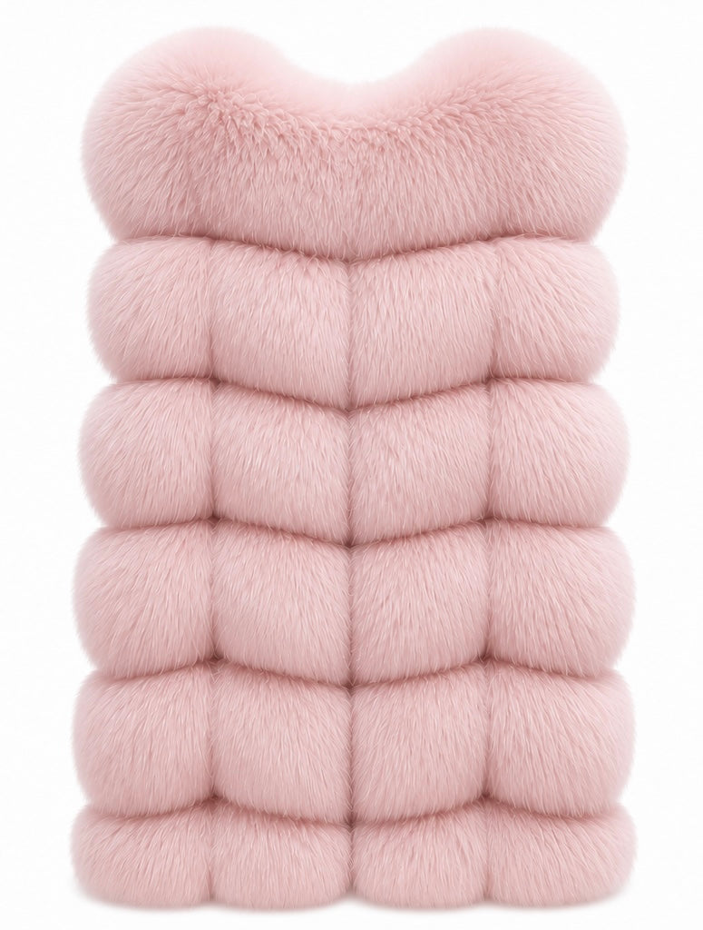 FOX VEST W SUEDE LEATHER PINK